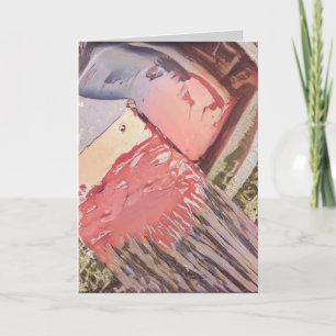 Modern abstract paintbrush art warm colours card