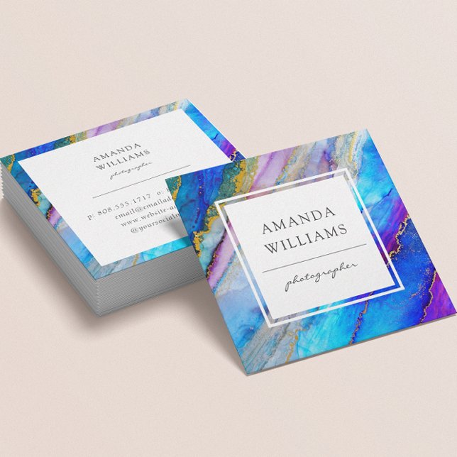 Modern Abstract Painted Pattern Square Square Business Card (Creator Uploaded)