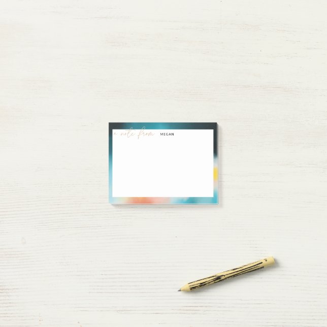 Modern abstract painterly border and scripted post-it notes (On Desk)