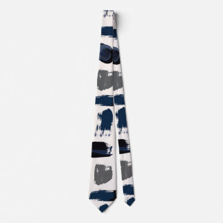 Modern Abstract Painterly Brushstrokes Navy and Gr Tie