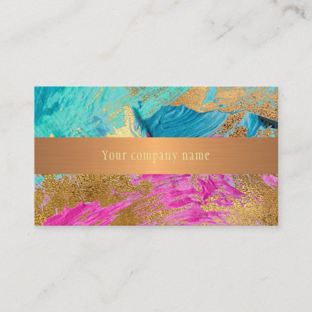 Modern abstract painting copper gold company name business card (Front)