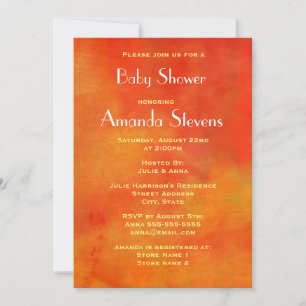 Modern Abstract Painting in Orange Baby Shower Invitation