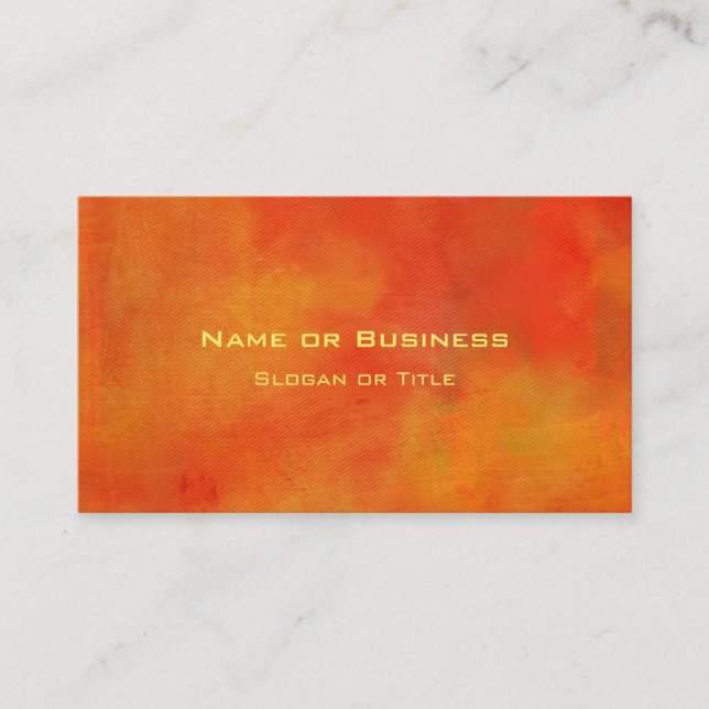 Modern Abstract Painting in Orange Business Card (Front)