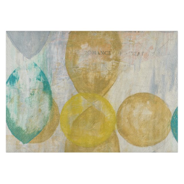 Modern Abstract Painting on Newsprint Cutting Board (Front)