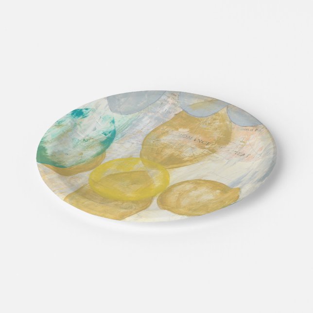 Modern Abstract Painting on Newsprint Paper Plate (Angled)