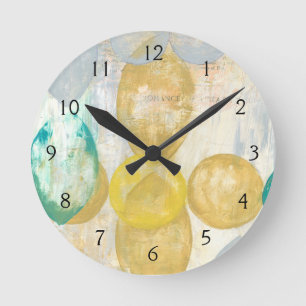 Modern Abstract Painting on Newsprint Round Clock