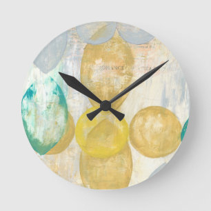 Modern Abstract Painting on Newsprint Round Clock