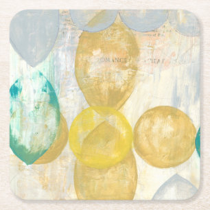 Modern Abstract Painting on Newsprint Square Paper Coaster