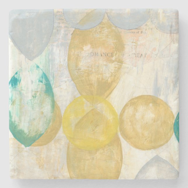 Modern Abstract Painting on Newsprint Stone Coaster (Front)