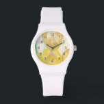 Modern Abstract Painting on Newsprint Watch<br><div class="desc">Romance is peaking its head out in this painting by Jennifer Goldberger. Circles and football shapes are layered on top of a newsprint background,  hiding most of the words. Some peak through,  especially romance. An avant garde selection that would make a great addition to your wall!</div>