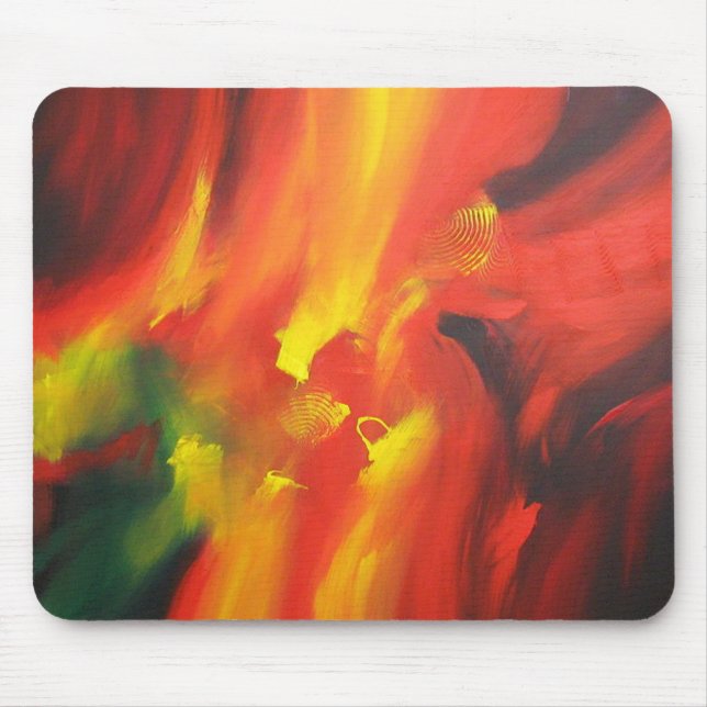 Modern Abstract Painting Red Yellow Black Green Mouse Mat (Front)