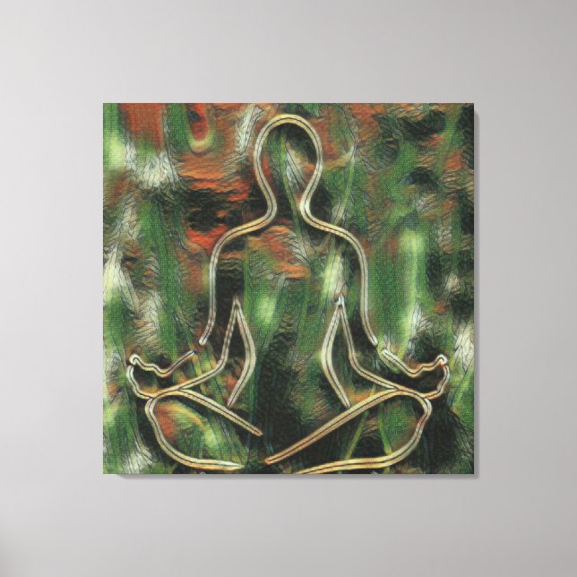 Modern Abstract Painting Yoga Meditation Green Art Canvas Print (Front)