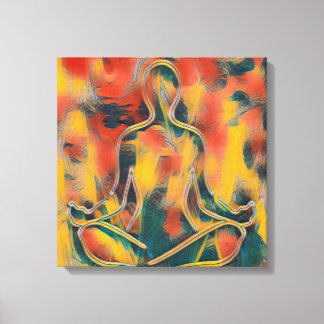 Modern Abstract Painting Yoga Yellow Red Green  Canvas Print