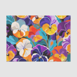 Modern Abstract Pansies Flowers Tissue Paper