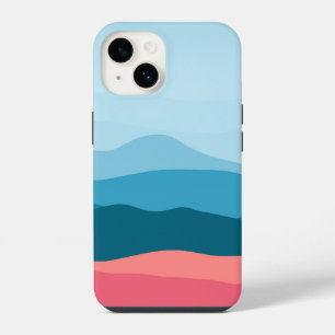 Modern Abstract Pastel Blue Pink Mountains iPhone 14 Case