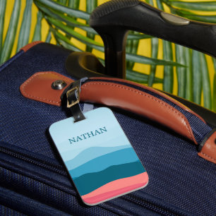 Modern Abstract Pastel Blue Pink Mountains Luggage Tag