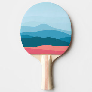 Modern Abstract Pastel Blue Pink Mountains Ping Pong Paddle