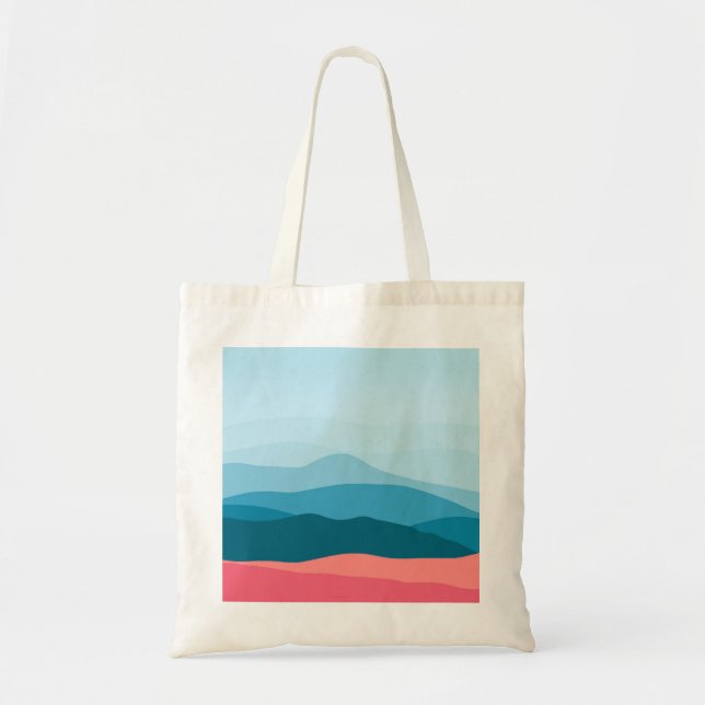 Modern Abstract Pastel Blue Pink Mountains Tote Bag (Front)