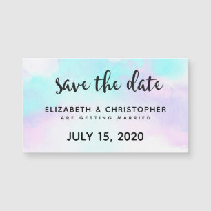 Modern Abstract Pastel Blue & Purple Save The Date