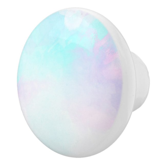 Modern Abstract Pastel Blue & Purple Watercolor Ceramic Knob (Right)