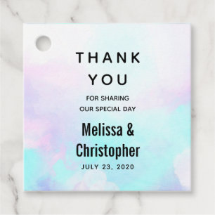 Modern Abstract Pastel Blue & Purple Watercolor Favour Tags