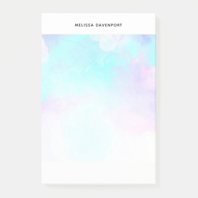 Modern Abstract Pastel Blue & Purple Watercolor Post-it Notes (Front)