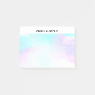 Modern Abstract Pastel Blue & Purple Watercolor Post-it Notes