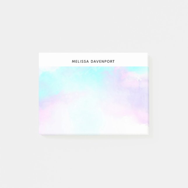 Modern Abstract Pastel Blue & Purple Watercolor Post-it Notes (Front)
