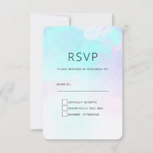 Modern Abstract Pastel Blue & Purple Watercolor RSVP Card