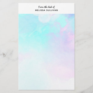 Modern Abstract Pastel Blue & Purple Watercolor Stationery