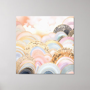 Modern abstract pastel light pink and beige canvas print
