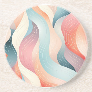 Modern abstract pastel lines coaster