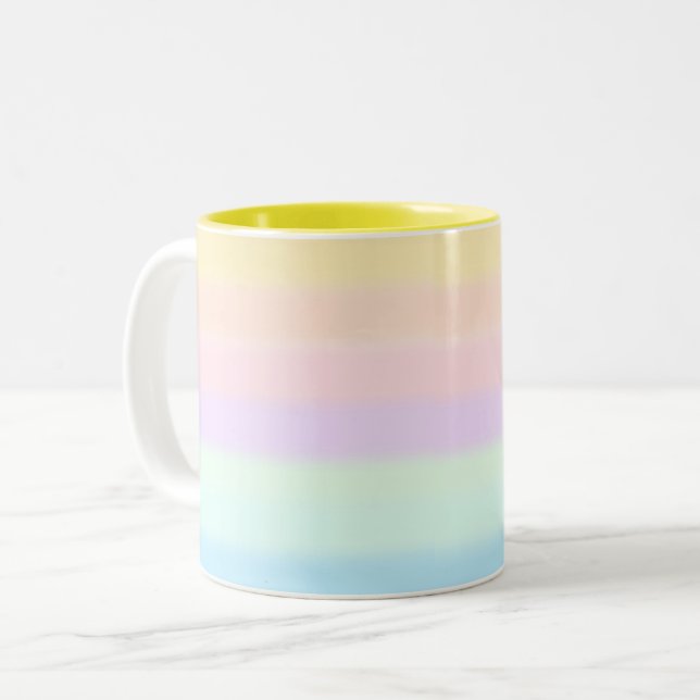 Modern Abstract Pastel Multicolored Gradient Two-Tone Coffee Mug (Front Left)
