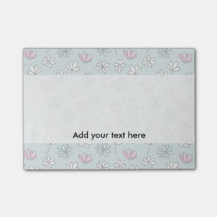 Modern abstract pastel pink blue trendy floral post-it notes