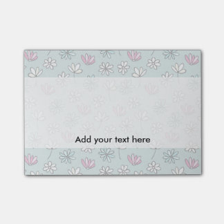 Modern abstract pastel pink blue trendy floral post-it notes
