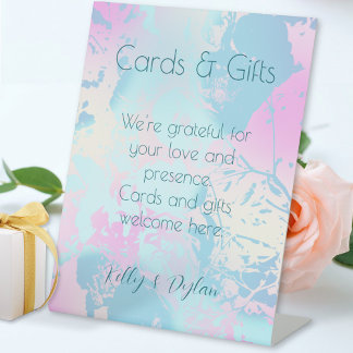 Modern Abstract Pastel Wedding Cards and Gifts Pedestal Sign