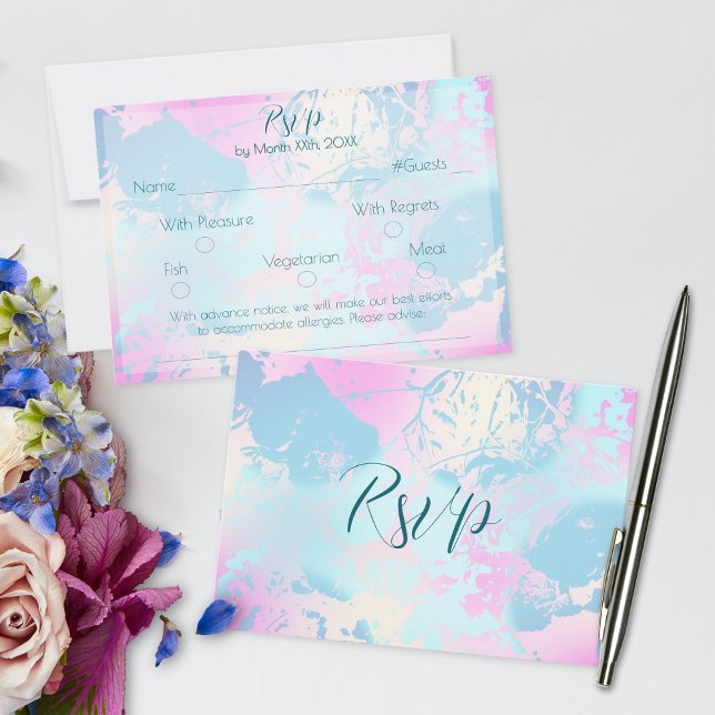 Modern Abstract Pastel Wedding RSVP Card (Creator Uploaded)