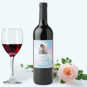 Modern Abstract Pastel Wedding Wine Label