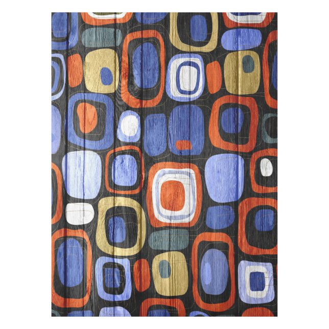 Modern Abstract Pastel Wood Look Tablecloth (Front)