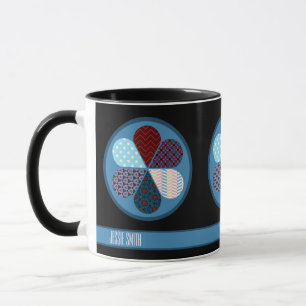 MODERN ABSTRACT PATCHWORK FLOWER PATTERN NAME TEXT MUG