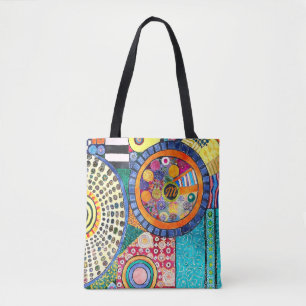 Modern Abstract Patchwork Pattern Monogram  Tote Bag