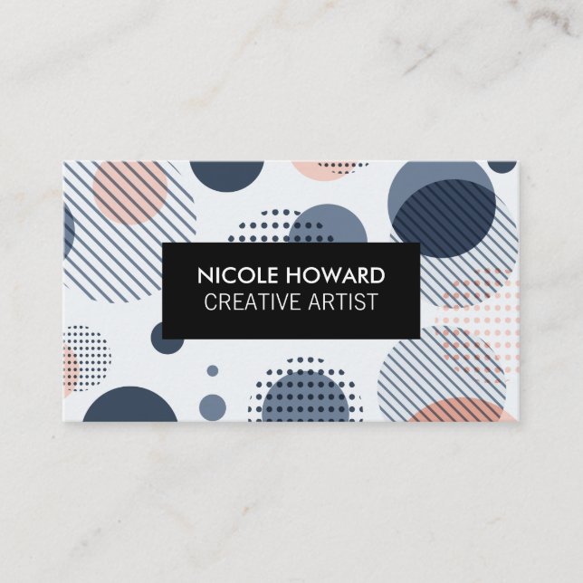 Modern Abstract Pattern Black Frame Business Card (Front)