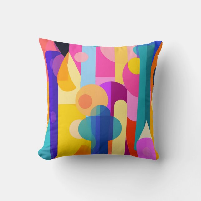 Modern abstract pattern bright colourful decorativ cushion (Front)
