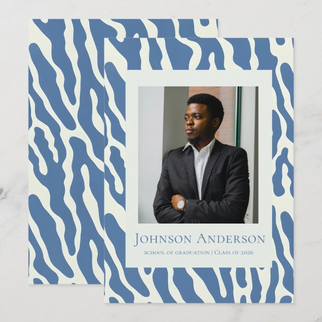 Modern abstract Pattern graduation announcement  (Front/Back)