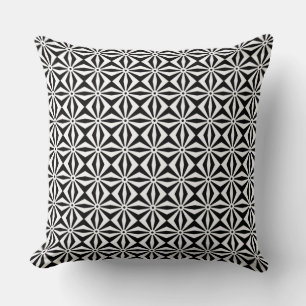 Modern Abstract Pattern in Black and White Cushion