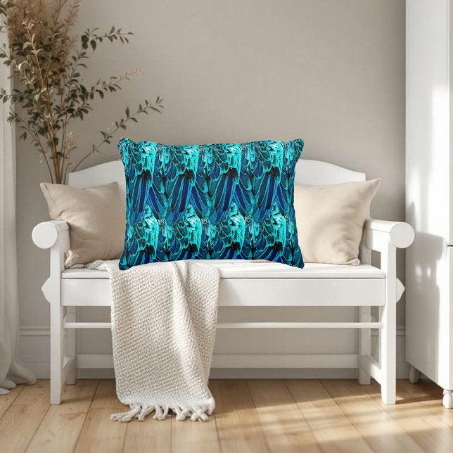 Modern abstract pattern in emerald and blue tones decorative cushion (Creator Uploaded)