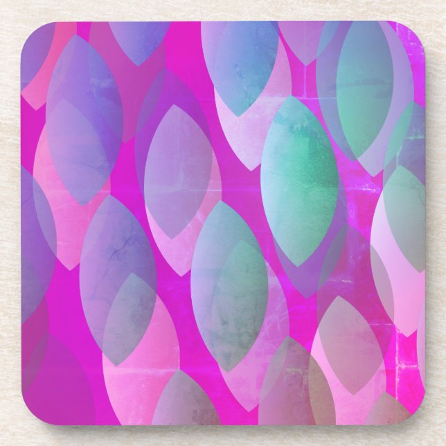 Modern Abstract Pattern | Magenta Purple Pink Teal Coaster (Front)