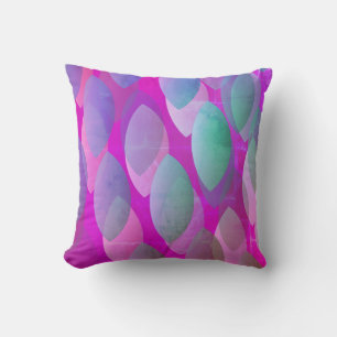Modern Abstract Pattern   Magenta Purple Pink Teal Cushion
