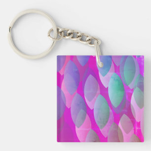 Modern Abstract Pattern Magenta Purple Pink Teal Key Ring
