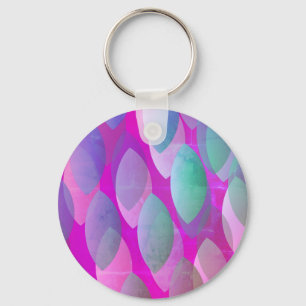 Modern Abstract Pattern Magenta Purple Pink Teal Key Ring